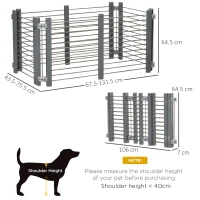 PawHut Dog Pen Adjustable Puppy Playpen Foldable Fence Indoor Outdoor Run Enclosure for Small Dogs with Gate Locks 64.5 cm High, Grey(m-3)
