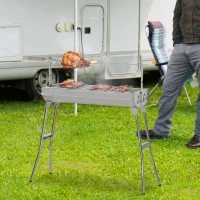 Outsunny Outdoor Portable Charcoal BBQ Rotisserie Grill Roaster with Foldable Legs(m-10)