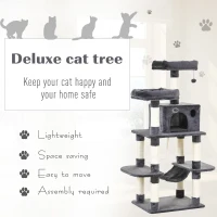 PawHut 4-Level Plush Cat Tree Activity Center w/ Sisal Scratching Posts Perch Condo Hammock(m-8)