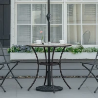 Outsunny Mesa de Jardín Redonda Mesa de Mosaico con Superficie de Cerámica y Macro de Metal Carga 60 kg para Patio Terraza Exterior Ø76x75 cm Beige y Marrón(m-10)