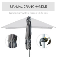 Outsunny 3m Cantilever Aluminium Frame 360 Rotation Hanging Parasol w/ Cross Base Grey(m-7)