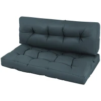 Outsunny 2Pcs Garden Tufted Pallet Cushion Seat Pad Back Cushion Patio for Indoor Outdoor Use, Dark Grey(m-11)