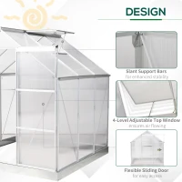 Outsunny 6 x 6 ft Walk-In Polycarbonate Greenhouse w/ Window Clear(m-4)