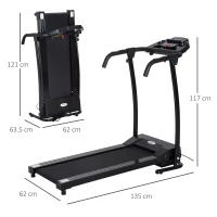 HOMCOM 1-10Km/h Folding Treadmill Machine Electric Motorised Running Machine Home Fitness Gym Indoor Use(m-3)