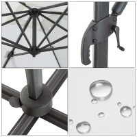 Outsunny Square Umbrella Parasol W/360° Rotation, 245Lx245Wx248H cm-Cream White(m-8)