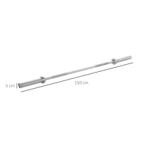 HOMCOM 5cm Weight Lifting Barbell Bar with Anti-slip Hand Grip, Spring Collars, Solid Steel, Olympic Bar for Home Fitness Exercise Gym Equipment(m-3)