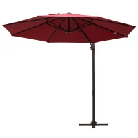 Outsunny 3m Cantilever Aluminium Frame Outdoor Garden Parasol Wine Red(m-13)