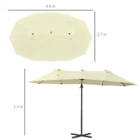 Outsunny Double Canopy Offset Parasol Umbrella Garden Shade w/ Steel Pole 12 Ribs Beige(m-3)