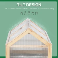 Outsunny Raised Garden Bed with Greenhouse Top - Garden Wooden Cold Frame Greenhouse Flower Planter Protection with 2 Independent Roofs, 122 x 61 x 82 cm, Natural(m-8)