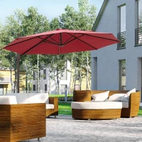 Outsunny 3m Cantilever Aluminium Frame Outdoor Garden Parasol Wine Red(m-12)
