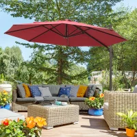 Outsunny 3m Cantilever Aluminium Frame Outdoor Garden Parasol Wine Red(m-2)