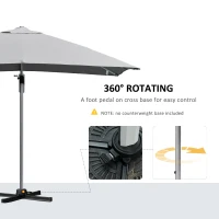 Outsunny 3 x 3(m) Outdoor Cantilever Roma Parasol 360° Rotating w/ Cross Base Light Grey(m-5)