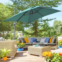 Outsunny Square Umbrella Parasol W/360° Rotation, 245Lx245Wx248H cm-Green(m-10)