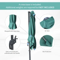 Outsunny Square Umbrella Parasol W/360° Rotation, 245Lx245Wx248H cm-Green(m-7)