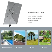 Outsunny 3 x 3(m) Outdoor Cantilever Roma Parasol 360° Rotating w/ Cross Base Light Grey(m-7)