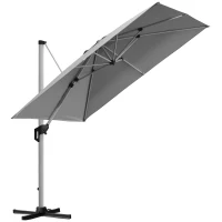 Outsunny 3 x 3(m) Outdoor Cantilever Roma Parasol 360° Rotating w/ Cross Base Light Grey(m-14)