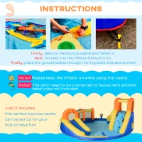 Outsunny 6 in 1 Kids Bouncy Castle Large Inflatable House Slide Water Pool Gun Basket Climbing Wall Tunnel with 750W Blower Carry bag for Kids Age 3-8, 4.35 x 4.35 x 2m(m-6)