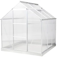 Outsunny 6 x 6 ft Walk-In Polycarbonate Greenhouse w/ Window Clear(m-12)