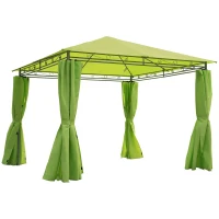 Outsunny 3m x3m Garden Metal Gazebo Marquee Patio Tent Canopy Shelter W/ Sidewalls-Lemon Green(m-1)