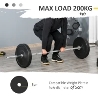 HOMCOM 5cm Weight Lifting Barbell Bar with Anti-slip Hand Grip, Spring Collars, Solid Steel, Olympic Bar for Home Fitness Exercise Gym Equipment(m-6)