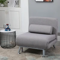 HOMCOM Adjustable Back Futon Sofa Chair - Grey(m-10)