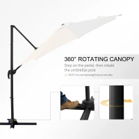 Outsunny Umbrella Parasol W/360° Rotation Φ294x248H cm-Cream White(m-4)