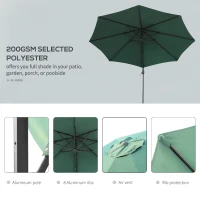 Outsunny Umbrella Parasol W/360° Rotation Φ294x248H cm-Green(m-7)