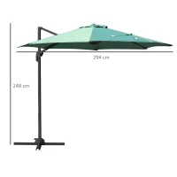 Outsunny Umbrella Parasol W/360° Rotation Φ294x248H cm-Green(m-3)