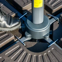 Outsunny 3m Cantilever Parasol w/ Solar Lights Power Bank Base 360° Spin Khaki(m-9)