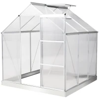 Outsunny 6 x 6 ft Walk-In Polycarbonate Greenhouse w/ Window Clear(m-1)