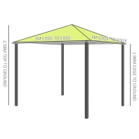 Outsunny 3m x3m Garden Metal Gazebo Marquee Patio Tent Canopy Shelter W/ Sidewalls-Lemon Green(m-3)