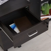 Vinsetto 2-Drawer Locking Office Filing Cabinet w/ 5 Wheels Rolling Storage Hanging Legal Letter Files Cupboard Home Organisation Black Wood Grain(m-10)