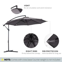 Outsunny Cantilever Umbrella Parasol Hanging Banana Steel Dark Grey 3M Patio(m-5)