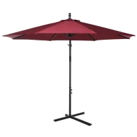 Outsunny Cantilever Umbrella Parasol Hanging Banana Steel Dark Green 3M Patio Wine Red(m-16)