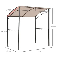 Outsunny 2.2 x 1.5 m BBQ Grill Gazebo Tent, Garden Grill with Metal Frame, Curved Canopy and 10 Hooks, Outdoor Sun Shade, Beige(m-3)