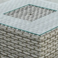 Outsunny 5-Seater Patio PE Rattan Corner Sofa Set, Outdoor Wicker Sectional Conversation Aluminum Frame Furniture Set w/ Padded Cushion, Tea Table with Ice Bucket, Light Grey(m-8)