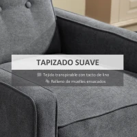HOMCOM Sillón Relax Reclinable Manual Hasta 145° Sofá Relax Tapizado en Poliéster con Reposapiés Retráctil 68x87x100 cm Gris(m-5)