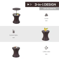 Outsunny Rattan Ice Bucket W/Table-Brown(m-4)