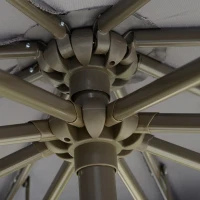 Outsunny 2.7m Garden Banana Parasol Cantilever Umbrella with Crank Handle, Double Tier Canopy and Cross Base for Outdoor, Hanging Sun Shade, Dark Grey(m-9)