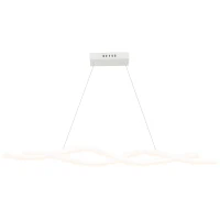 HOMCOM Lámpara Colgante Moderna con LED IP20 38W 3700lm y Cuerdas Ajustables Lámpara de Suspensión de Aluminio para Salón Comedor Dormitorio 90x9x9 cm Blanco(m-11)