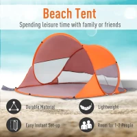 Outsunny Fibreglass Frame 2 Person Pop-Up Lightweight Camping Tent Orange(m-4)