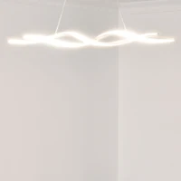 HOMCOM Lámpara Colgante Moderna con LED IP20 38W 3700lm y Cuerdas Ajustables Lámpara de Suspensión de Aluminio para Salón Comedor Dormitorio 90x9x9 cm Blanco(m-8)