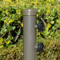 Outsunny 2.7m Banana Parasol Cantilever Umbrella with Crank Handle, Double Tier Canopy and Cross Base for Outdoor, Hanging Sun Shade, Green(m-8)