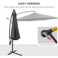 Outsunny Cantilever Umbrella Parasol Hanging Banana Steel Dark Grey 3M Patio(m-4)