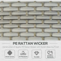 Outsunny 5-Seater Patio PE Rattan Corner Sofa Set, Outdoor Wicker Sectional Conversation Aluminum Frame Furniture Set w/ Padded Cushion, Tea Table with Ice Bucket, Light Grey(m-4)