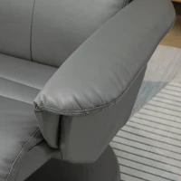 HOMCOM Sillón de Salón con Otomana Reposapiés Tapizado en PU Sillón Relax Reclinable hasta 135° y Giratorio 360° con Respaldo Ajustable para Salón Dormitorio Oficina 80x84x100 cm Gris(m-8)