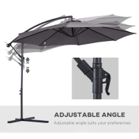 Outsunny Cantilever Umbrella Parasol Hanging Banana Steel Dark Grey 3M Patio(m-7)