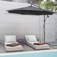 Outsunny Cantilever Umbrella Parasol Hanging Banana Steel Dark Grey 3M Patio(m-13)
