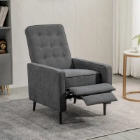 HOMCOM Sillón Relax Reclinable Manual Hasta 145° Sofá Relax Tapizado en Poliéster con Reposapiés Retráctil 68x87x100 cm Gris(m-2)