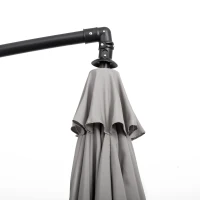 Outsunny 3(m) Cantilever Umbrella 18 Ribs & Vents Adjustable Angle for Patio Light Grey(m-9)
